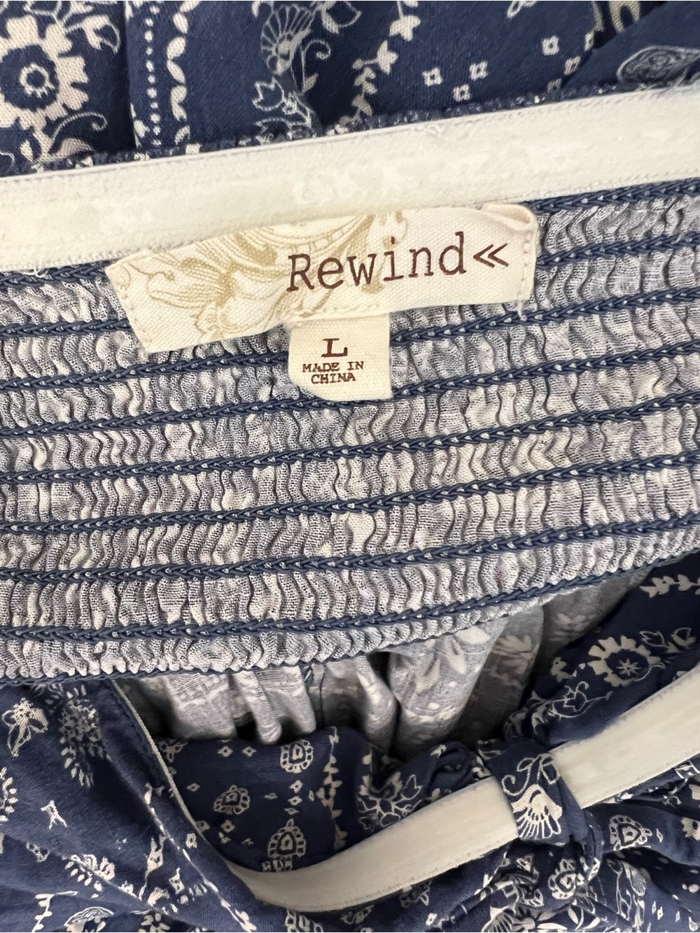 Rewind Navy Bandana-Print Strapless Maxi Skirt - Picture 5 of 5